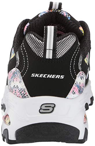 Skechers D'Lites, Zapatillas Mujer, Negro Trubuck Multi Durasnake Borde Blanco, 39 EU