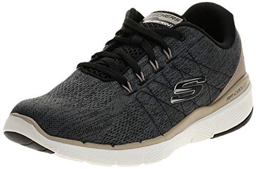 Skechers Flex Advantage 3.0-Stally, Zapatillas Deportivas Hombre, Negro (BLK Blue & Black Mesh/Black Trim), 44 EU