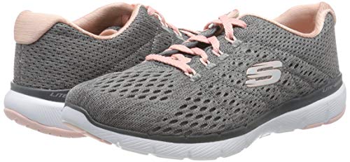 Skechers Flex Appeal 3.0-Satellites, Zapatillas Mujer, Gris (CCPK Black Mesh/Trim), 39 EU