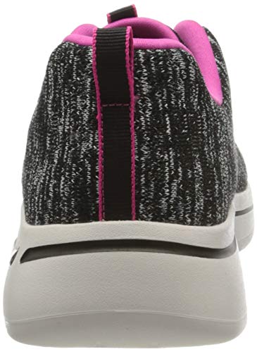 Skechers GO Walk Arch FIT, Zapatillas Mujer, Ribete Negro Textil Rosa Intenso, 39 EU