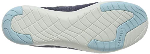 Skechers Lolow, Zapatillas Mujer, Azul (Navy Heather Mesh/Durabuck/Hot Melt/Light Blue Trim Nvlb), 37 EU