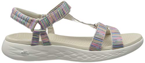 Skechers On-The-go 600, Sandalias de Punta Descubierta Mujer, Multicolor (Nat/Multi Textile Ntmt), 40 EU