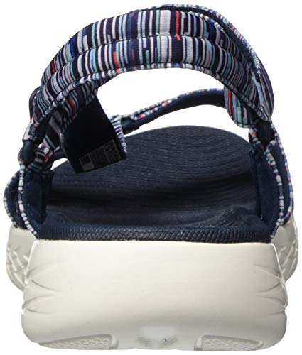 Skechers On-The-go 600, Sandalias de Punta Descubierta Mujer, Multicolor (Navy/Multi Textile Nvmt), 39 EU