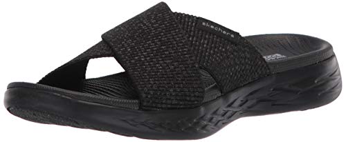 Skechers On-The-go 600, Sandalias de Punta Descubierta Mujer, Negro (Black Textile BBK), 41 EU