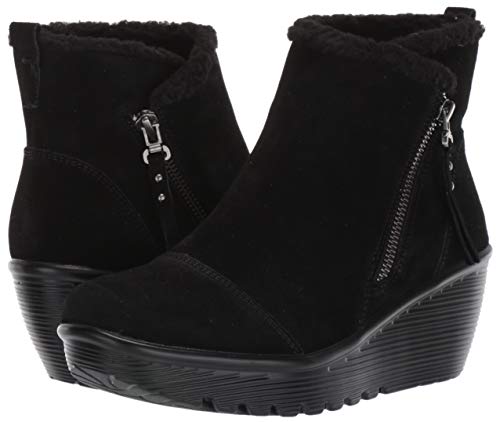 Skechers Parallel-Off Hours, Botas Cortas al Tobillo Mujer, Negro (BBK Black Suede/Faux Sherpa), 38 EU