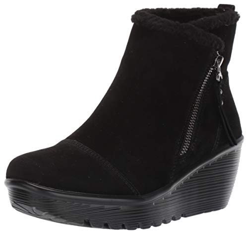 Skechers Parallel-Off Hours, Botas Cortas al Tobillo Mujer, Negro (BBK Black Suede/Faux Sherpa), 38 EU