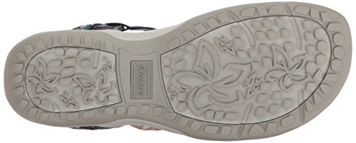 Skechers Reggae Slim-Vacay, Sandalias de Talón Abierto Mujer, Multicolor (NVY Black Duraleather/Webbing), 36 EU