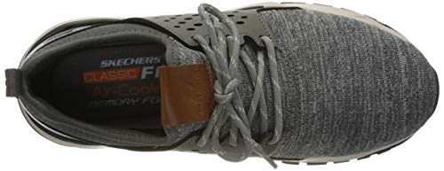 Skechers Relven-Velton, Zapatillas Deportivas Hombre, Gris (GRY Gray Knitted Mesh), 42 EU