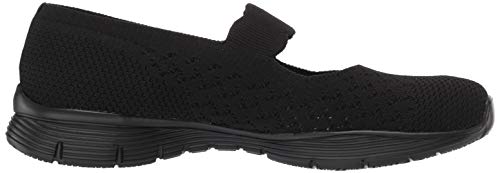 Skechers Seager-Power Hitter, Merceditas Mujer, Negro (BBK Black Flat Knit), 38.5 EU