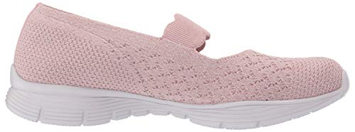 Skechers Seager-Power Hitter, Merceditas Mujer, Rosado (Ros Black Flat Knit), 41 EU