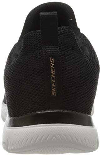 Skechers Summits Leopard Spot, Zapatillas Mujer, Black Mesh/Rose Gold Trim, 39 EU