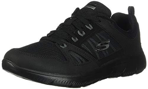 Skechers Summits-New World, Zapatillas, Negro (BBK Black Leather/Mesh/Black Trim), 36 EU