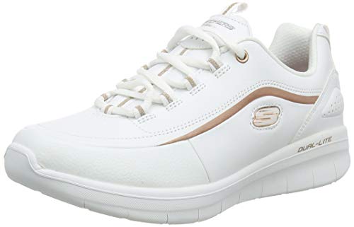 Skechers Synergy 2.0-Heavy Metal, Zapatillas Mujer, Multicolor (WTRG White Leather/Silver Trim), 38 EU