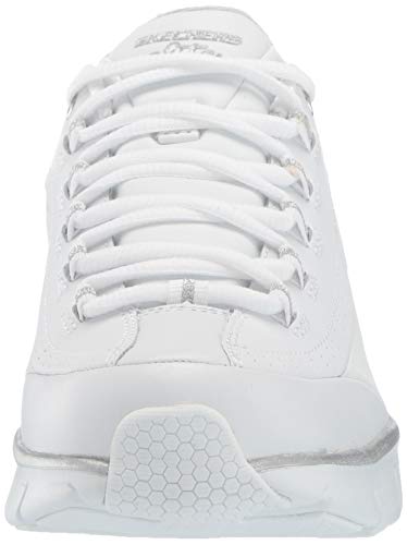 Skechers Synergy 3.0, Zapatillas Mujer, Blanco (White Leather/Silver Trim #Yellow WSL), 39 EU