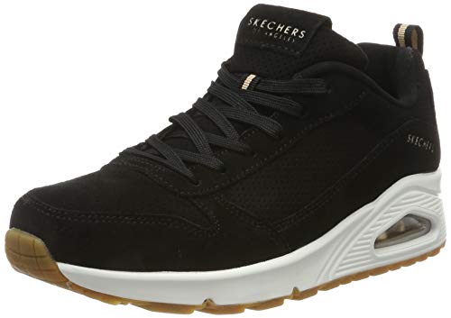 Skechers Uno- Two For The Show, Zapatillas Mujer, Negro (BLK Black Suede #S), 40 EU