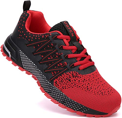 SOLLOMENSI Zapatillas de Deporte Hombres Mujer Running Zapatos para Correr Gimnasio Sneakers Deportivas Padel Transpirables Casual Montaña 45 EU H Rojo