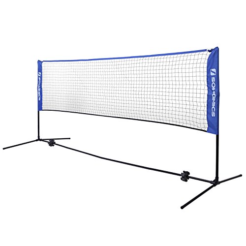 SONGMICS 4 m Red de Tenis Bádminton de Longitud, de Pie, Altura Ajustable Entre 107-155 cm SYQ400