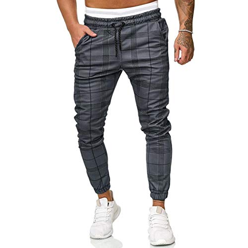 Spritumn Hombre Pantalon de Chandal Slim Pantalones Deportivos Cuadros con Bolsillos para Hombre Jogging Entrenamiento Pantalones de Moda Casual (M)