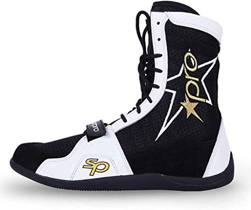 Starpro Superior Boxeo Lucha Zapatos - para Boxeadores, Secado Fresco para Entrenamiento, Ejercicio, Fitness, Artes Marciales, Muay Thai, Suela de Goma con Cordones y Malla Transpirable