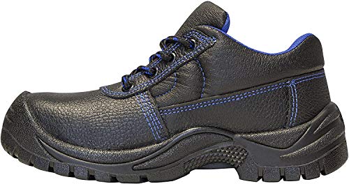 strongAnt - Zapatos de Seguridad para Hombres S3 SRC Cuero Trabajo Puntera de Acero y Entresuela de Acero Antideslizante Botas Negro - 40