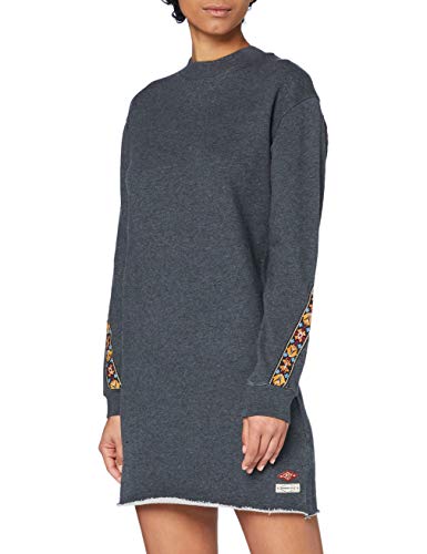 Superdry Crafted Folk Sweat Dress Vestido Casual, Nordic Charcoal Marl, XXS para Mujer