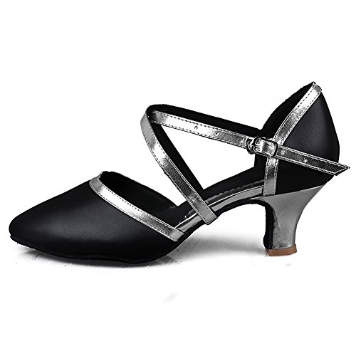 SWDZM Mujer Zapatos de baile/estándar de Zapatos de baile latino Ballroom modelo-ES-515Plateado 37 EU