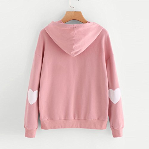 Switchali Sudaderas Mujer Invierno Abrigo Casual Sudadera Sudaderas Mujer Baratas con Capucha Sudaderas Mujer Tallas Grandes Ropa de Mujer en Oferta Moda Camiseta Blusa otoño 2017 (Rosa, Large)