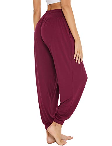 Sykooria Pantalones Deportivos para Mujer de Algodón Pantalones de Yoga con Bolsillos Pantalón de Harem Cintura Alta Pilates Baile Jogger Ropa de Casa