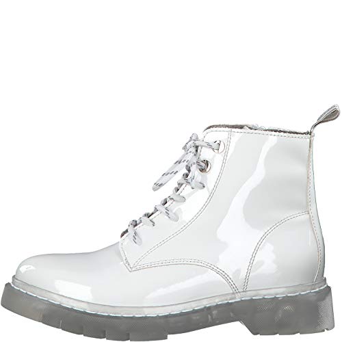 Tamaris Mujer Botas 25206-34, señora Botas con Cordones, Botas Combat,Cordones,White,39 EU / 5.5 UK