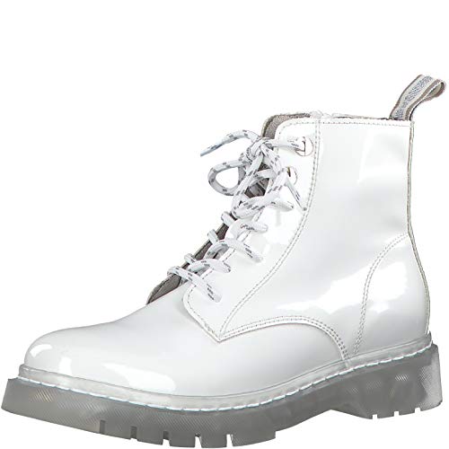 Tamaris Mujer Botas 25206-34, señora Botas con Cordones, Botas Combat,Cordones,White,39 EU / 5.5 UK