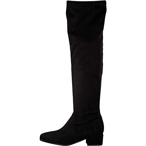 Tamaris Mujer Botas, señora Botas de Muslo,Botas por Encima de la Rodilla,Overknees,Botas de Cuero,tacón Plano,Cremallera,Black,36 EU / 3.5 UK