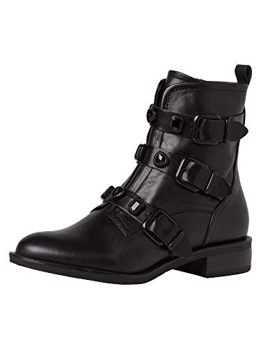 Tamaris Mujer Botines, señora Botas Estilo Biker, Botas,Botines,botín del Motorista,Biker,Plana,Black Uni,38 EU / 5 UK