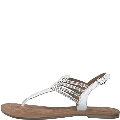 Tamaris Mujer Sandalias de Vestir 28151-24, señora Sandalia con Tiras, Sandalias con Correa,Zapatos de Verano,cómodo,Plana,White Glam,39 EU / 5.5 UK