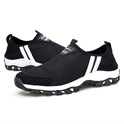 TAZAN Zapatillas De Running Para Malla Hombre,Pescador Playa Zapatos Casuales Transpirable Zapatilla De Senderismo Deportes Montaña Y Asfalto Zapatos Para Correr Negro Y Azul 35-44EU,Negro,43