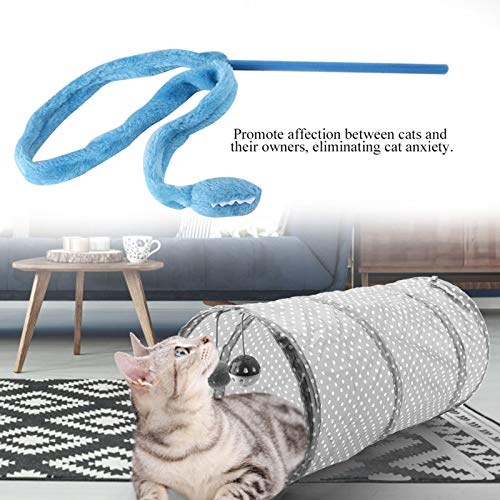 Teaser Cat, 3 Colores de Dibujos Animados en Forma de Serpiente Cat Teaser Wand Toy Interactiva Reutilizable Felpa Catnip Cat Toys Cat Funny Cat Kitten Pet Toy Toy(Azul)