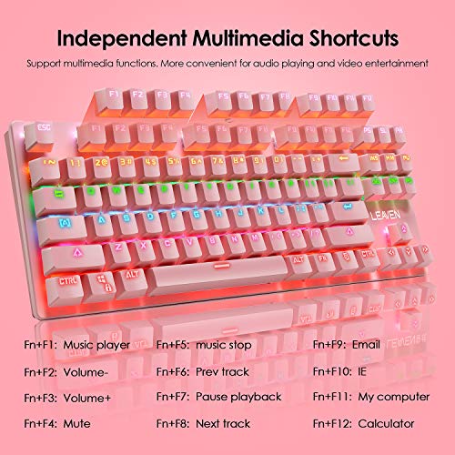 Teclado mecánico para juegos, mouse de juego con cable ultraligero programable 12000DPI, juego de almohadillas para ratones, teclado rosa con cable 87 teclas, retroiluminado RGB, para juegos o trabajo