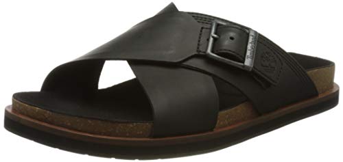 Timberland Amalfi Vibes Cross Slide, Sandalias Hombre, Negro Black Leather, 40 EU