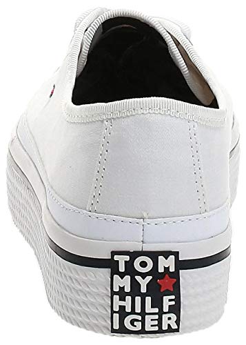 Tommy Hilfiger Corporate Flatform Sneaker, Zapatillas Mujer, Blanco (White 100), 38 EU