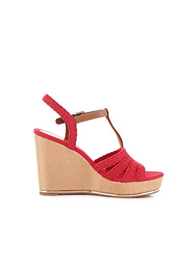 Tommy Hilfiger FW0FW0934 Sandalias con Cuña Mujer Tango Rojo 40