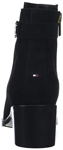 Tommy Hilfiger TH Buckle Mid Heel Boot Suede, Botines Mujer, Negro (Black 990), 36 EU