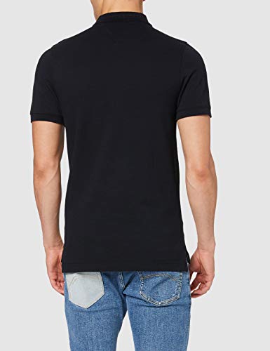Tommy Jeans Piqué P Camiseta Polo con Cierre de 3 Botones, Negro (Tommy Black), M para Hombre