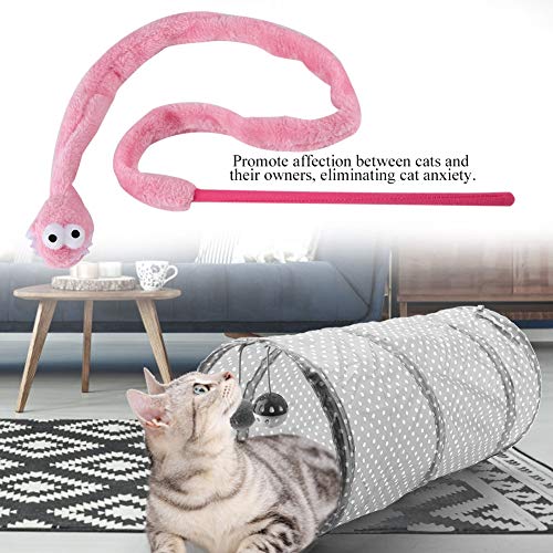 TOPINCN Gato Interactivo Juguete Divertido De Dibujos Animados En Forma De Serpiente Suave Felpa Teaser Mascota Gatos Gatito Ejercicio De Juguete Catcher Stick Stick(Rosa)