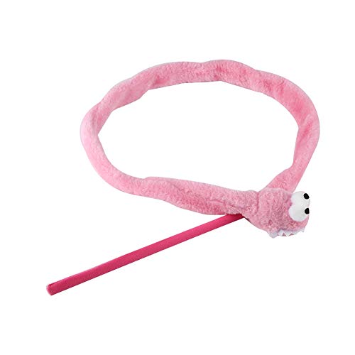 TOPINCN Gato Interactivo Juguete Divertido De Dibujos Animados En Forma De Serpiente Suave Felpa Teaser Mascota Gatos Gatito Ejercicio De Juguete Catcher Stick Stick(Rosa)