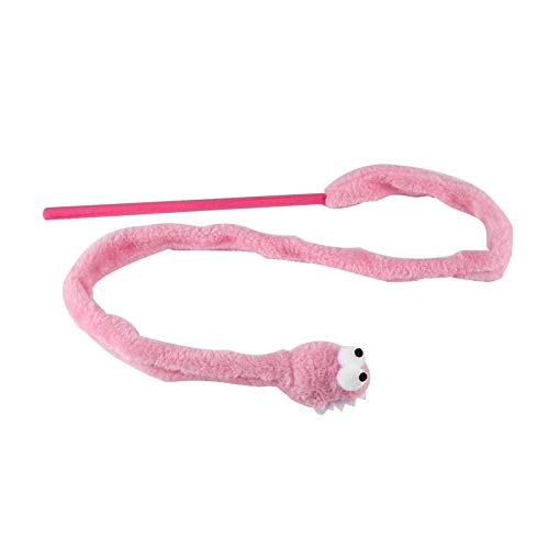 TOPINCN Gato Interactivo Juguete Divertido De Dibujos Animados En Forma De Serpiente Suave Felpa Teaser Mascota Gatos Gatito Ejercicio De Juguete Catcher Stick Stick(Rosa)