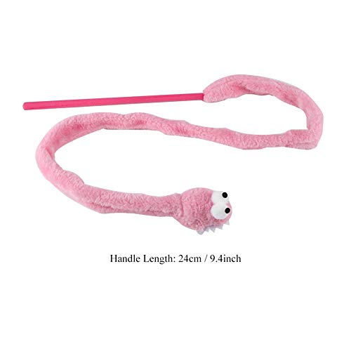 TOPINCN Gato Interactivo Juguete Divertido De Dibujos Animados En Forma De Serpiente Suave Felpa Teaser Mascota Gatos Gatito Ejercicio De Juguete Catcher Stick Stick(Rosa)