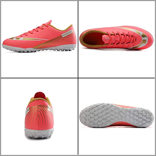 Topwolve Zapatillas de Fútbol para Hombre Profesionales Botas de Fútbol Aire Libre Atletismo Zapatos de Entrenamiento Zapatos de Fútbol,Rosa,35 EU