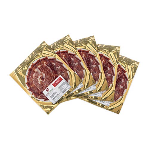 TORRENCINAS, Jamón ibérico de bellota, Jamón ibérico loncheado (cortado a cuchillo), jamón Bellota Pack 5 sobres de 100 gr. Elaboración artesanal en Guijuelo, Salamanca