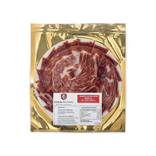 TORRENCINAS, Jamón ibérico de bellota, Jamón ibérico loncheado (cortado a cuchillo), jamón Bellota Pack 5 sobres de 100 gr. Elaboración artesanal en Guijuelo, Salamanca