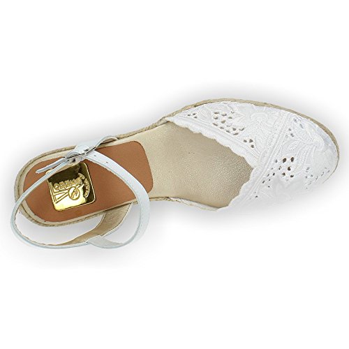 TORRES 5004 Zapatillas DE Encaje Mujer Alpargatas Blanco 36