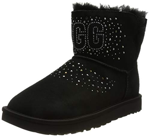 UGG Classic Bling Mini, Botas clásicas Mujer, Black, 38 EU